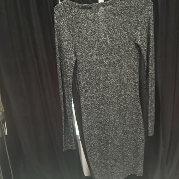 Express size, small black and gray mini dress with a tie front long sleeve - Picture 5 of 5
